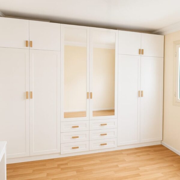 Elegant White Mirror Wardrobe
